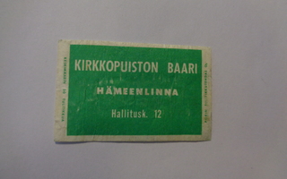 TT-etiketti Kirkkopuiston Baari, Hämeenlinna