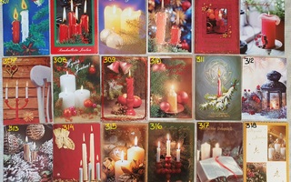 Kynttilä aiheisia joulukortteja