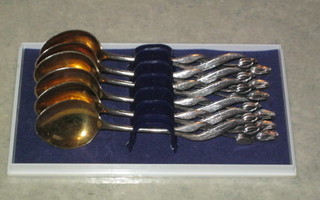 6 kpl kielo-hopealusikoita 60-70-luvulta