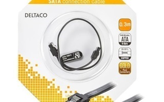 Deltaco SATA kaapeli, 6Gb/s lukkoklipsit kullattu 0.3m UUSI