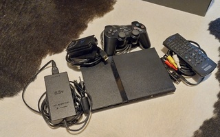 Playstation 2 slim +kaapelit, ohjain, kaukosäädin, kamera