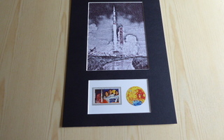 Apollo 15 avaruus taidekuva ja postimerkki paspiksen koko A4