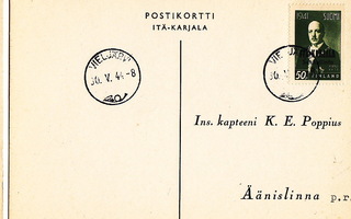 Postikortti Itä-Karjala Sot.Hallinto Vieljärvi Leima 1944