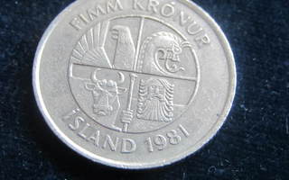 5 kronur 1981 Islanti-Iceland