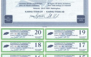 1989 Karhu-Titan Oy, Helsinki pörssi osakekirja