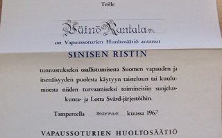 VANHA Luovari Sininen Risti 1967