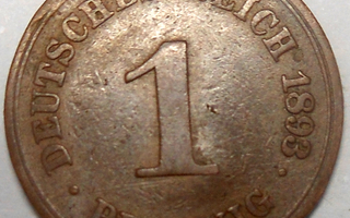 Saksa. 1 pfennig 1893A.