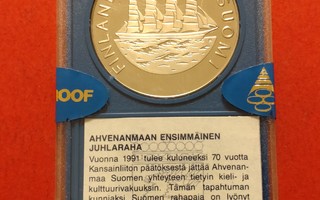 ERITTÄIN harvinainen, 100 mk 1991 Åland PROOF. (KD19)