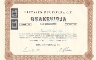 1946 Hietasen Puutavara Oy, Helsinki osakekirja