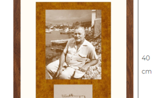 Uusi Ernest Hemingway taulu kehystetty