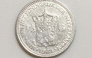 Alankomaat 1/2 Gulden 1921, Wilhelmina, Hopeakolikko