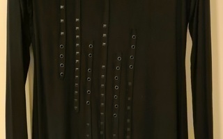 DKNY musta viskoosinen pitkähihainen tyylikäs mekko M