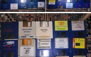 Amiga alkuperäisiä pelejä/ohjelmia korppuja diskettejä 113kp