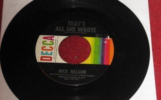 RICKY NELSON - For You - single USA orig.1963 rockabilly EX