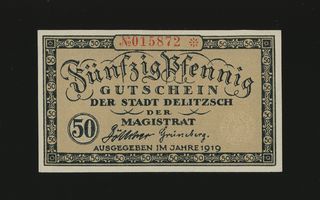 Saksa Notgeld 50 Pfennig, Delitzsch 1919