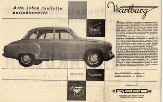Wartburg Limousine - 1956 lehtimainos A4 laminoitu