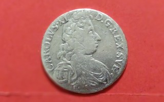 Ruotsi, Sweden, 2 Mark 1696, hopeaa, paino 10,14 g.  (KD70)