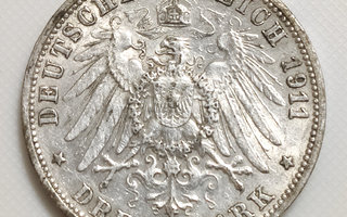 Saksa Württemberg, 3 Mark 1911, Wilhelm II