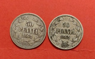 50 penniä 1864 ja 1865. (KD33)