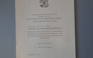 Jatkosodan muistomitalin myöntökirja v-57