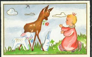 Lapsi - Prinsessa, bambi, karitsa - Kortti 1940-50-luvulta