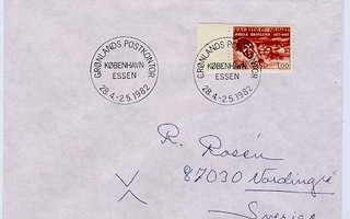 Grönlanti Mi 104 Grönlannin postin leima Essenissä kirje