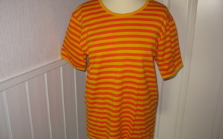 Marimekko oranssi-keltainen paita, pirteä, koko reilu M