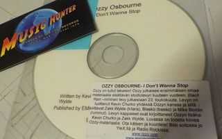 OZZY OSBOURNE - I DONT WANNA STOP PROMO CDS