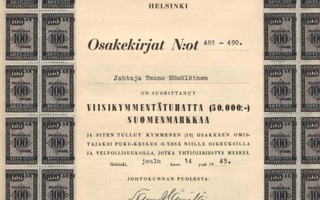 1945 Puku-Keskus Oy, Helsinki osakekirja