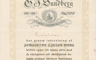 OKK 1900 G.W.Sundberg Ab, Helsinki osakekirja nro 002