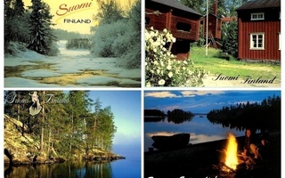 SUOMI - FINLAND  4 postikorttia, kulkeneita