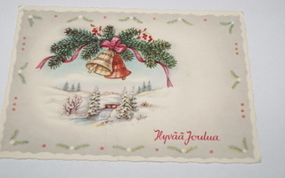 1950-luvun joulukortti, kulkenut nyrkkipostissa