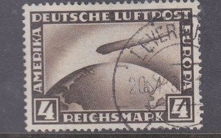 Saksa 1928  4 mk zeppelin leimattuna.
