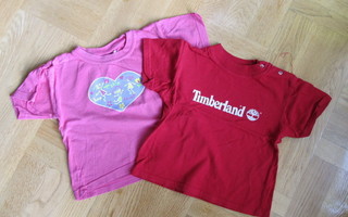 Tyttöjen T-paidat 2 kpl Timberland 18 kk ja pinkki kuvio 90