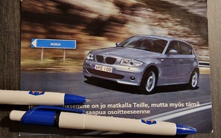 AUTOKORTTI, BMW 120i, kulkenut  postikortti + postileima