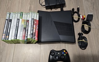 XBOX 360 slim konsoli + pelejä