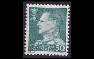 Tanska 394x ** Frederik IX 50 öre sinivihreä X-paperi (196