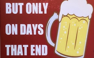 Kyltti I drink beer but only on days that end wi
