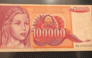 100000 Dinara 1989 Jugoslavia