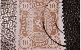 1882 Leimapainon Vaakunamerkki 10p ruskea leimattuna