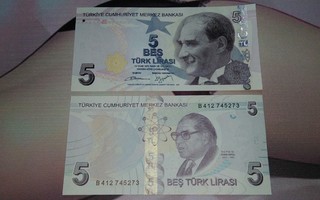 Turkki 5 Lirasi 2009 P222b UNC