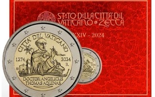 ** VATIKAANI 2€ 2024 Thomas Aquinas kansiossa**