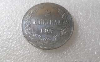 2 mk 1907    hopeaa   hienokuntoinen,