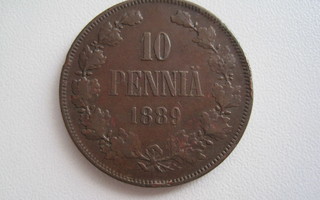 10 PENNIÄ 1889 HYVÄ KUNTO.  104