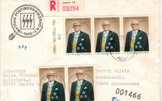 1980 Kekkonen 5 kpl kirjattu kirje