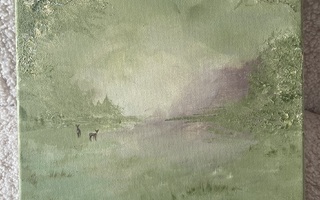 Peurat aamunkoitossa II maalaus 30x30cm