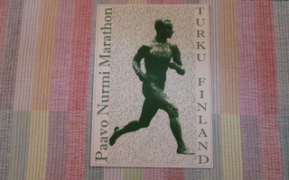 Postikortti Paavo Nurmi patsas .Marathon .Turku Finland.