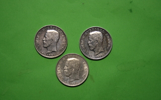 Hopeiset 1 kruunun rahat 3kpl  1931; 1936 ;1939