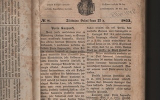 Sanomia Turusta, nrot 1853/ 8 - 1855 / 52, 114 kpl , yht.sid