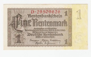 Seteli Saksa 1937 1 Mark kl 8-9